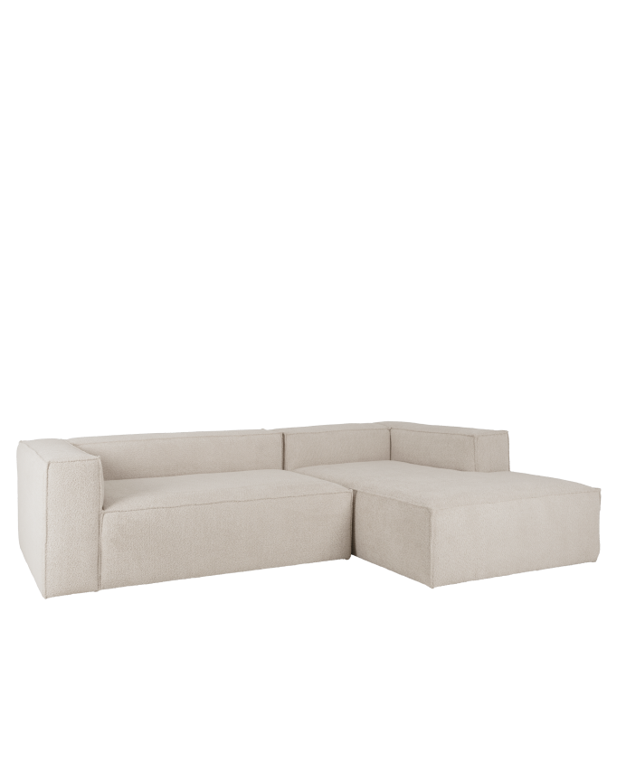 Sofá de bouclé con chaise longue color gris claro de varias medidas 