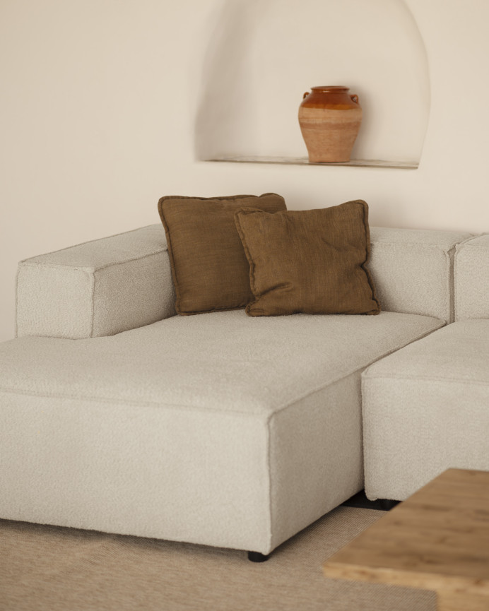 Sofá de bouclé con chaise longue color gris claro de varias medidas 