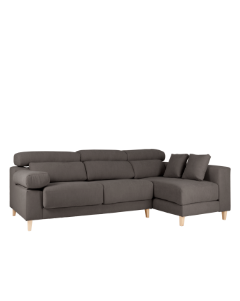Sofá con chaise longue de color gris oscuro de varias medidas
