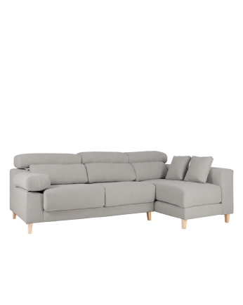 Sofá con chaise longue de color gris claro de varias medidas