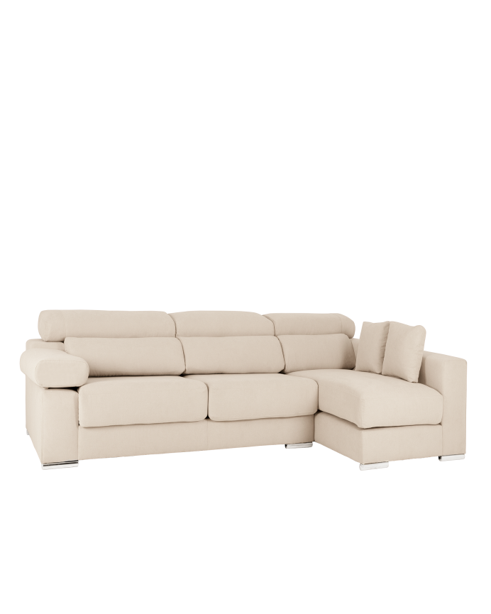 Sofá con chaise longue de color beige de varias medidas