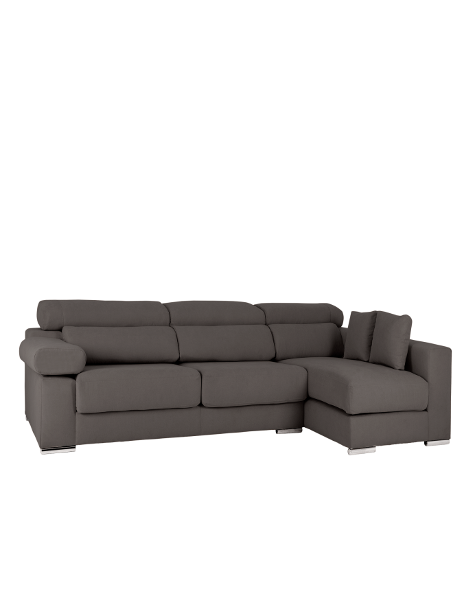 Sofá con chaise longue de color gris oscuro de varias medidas