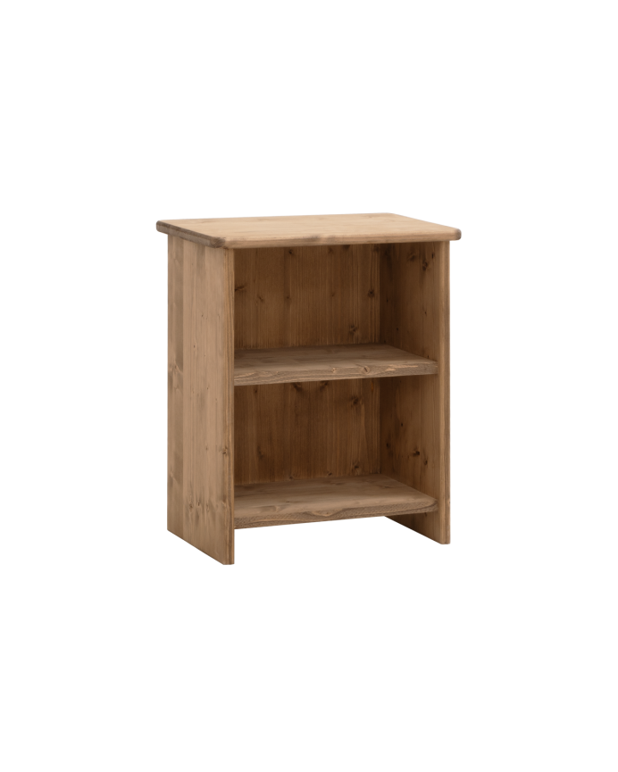 Mesita de noche de madera maciza en tono roble oscuro de 50x42cm
