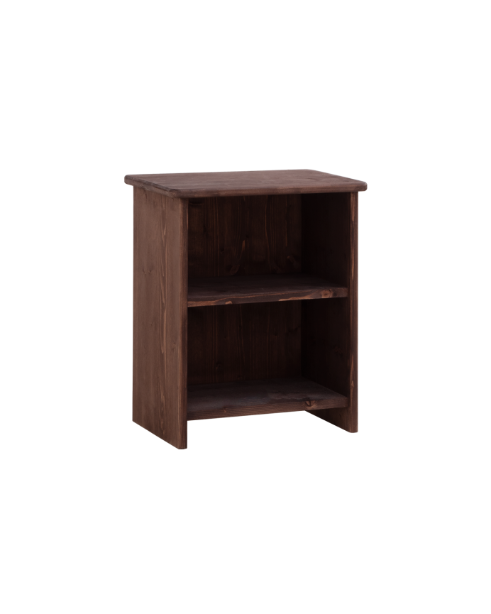 Mesita de noche de madera maciza en tono nogal de 50x42cm