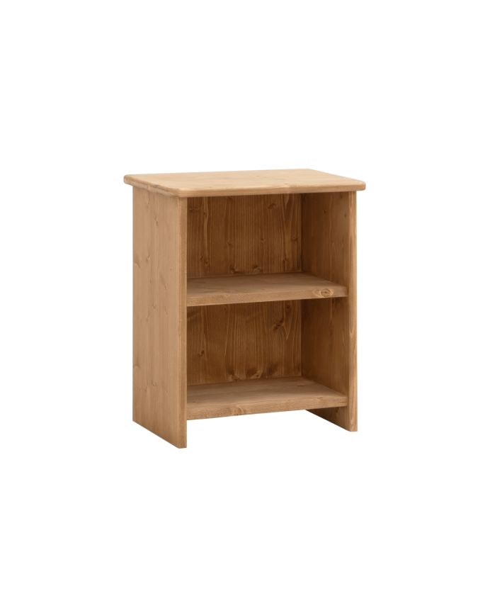 Mesita de noche de madera maciza en tono roble medio de 50x42cm