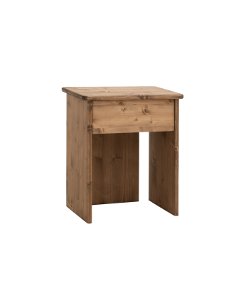 Mesita de noche de madera maciza en tono roble oscuro de 50x42cm