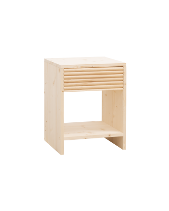 Mesita de noche de madera maciza con un cajón en tono natural de varias medidas