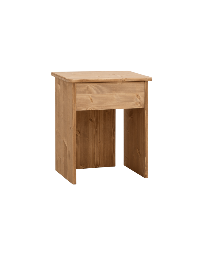 Mesita de noche de madera maciza en tono roble medio de 50x42cm