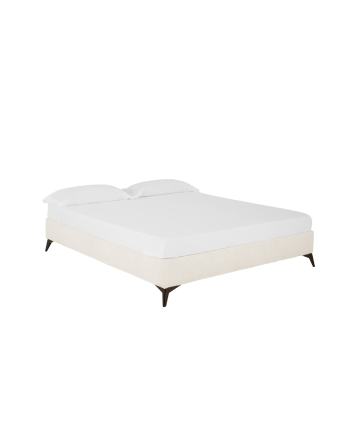 Base tapizada de boculé blanco para colchón de varias medidas