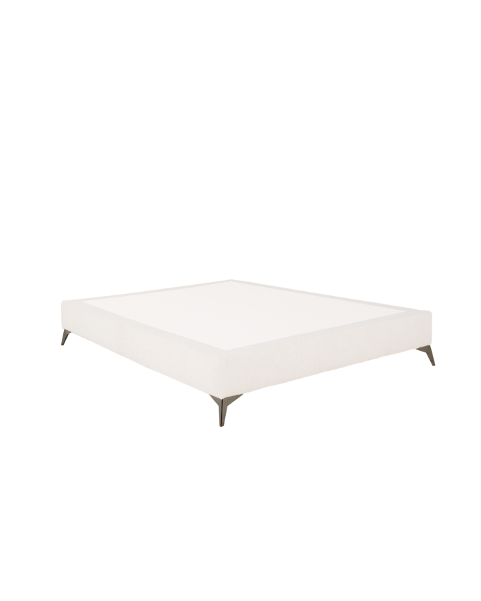 Base tapizada de boculé blanco para colchón de varias medidas