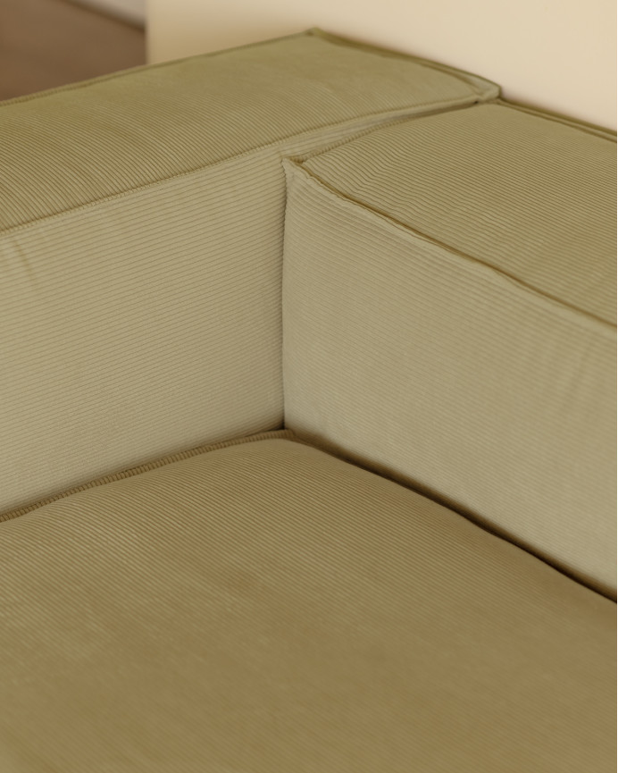 Sofá con chaise longue de pana color lima varias medidas