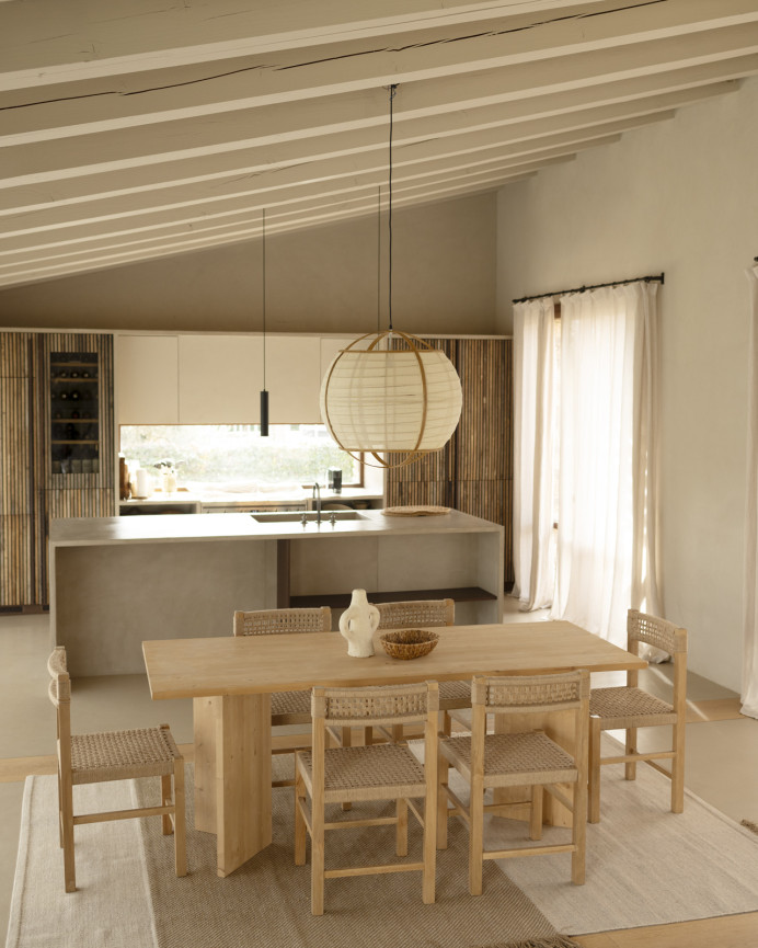 Mesa de comedor de madera maciza en tono roble medio de varias medidas