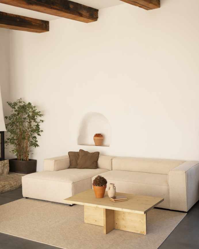 Mesa de centro de madera maciza en tono roble medio de 120x70cm