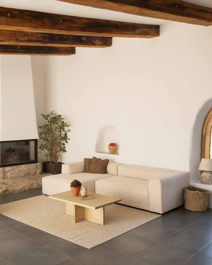 Mesa de centro de madera maciza en tono roble medio de 120x70cm