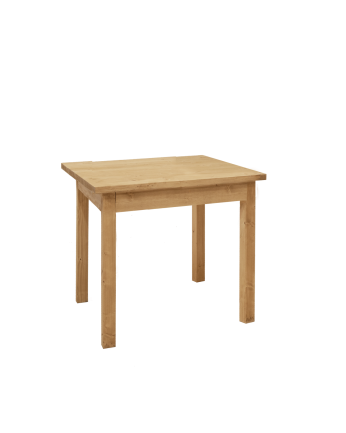 Mesa de comedor cuadrada de madera maciza en tono roble medio de 80x80cm