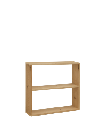Estantería de madera maciza tono roble medio con 1 estante