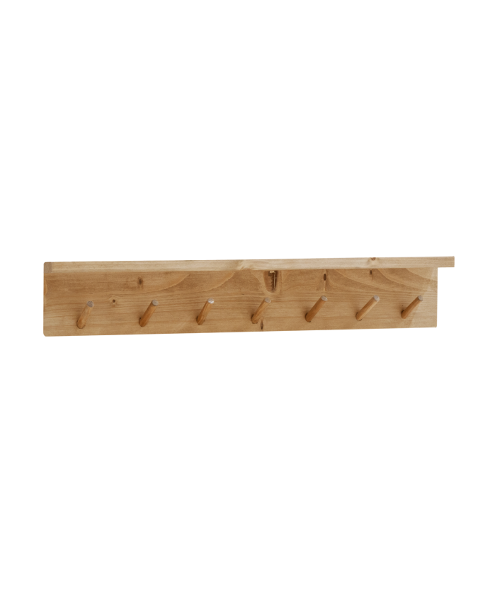 Colgador de pared de madera maciza en tono roble medio de 61x10cm