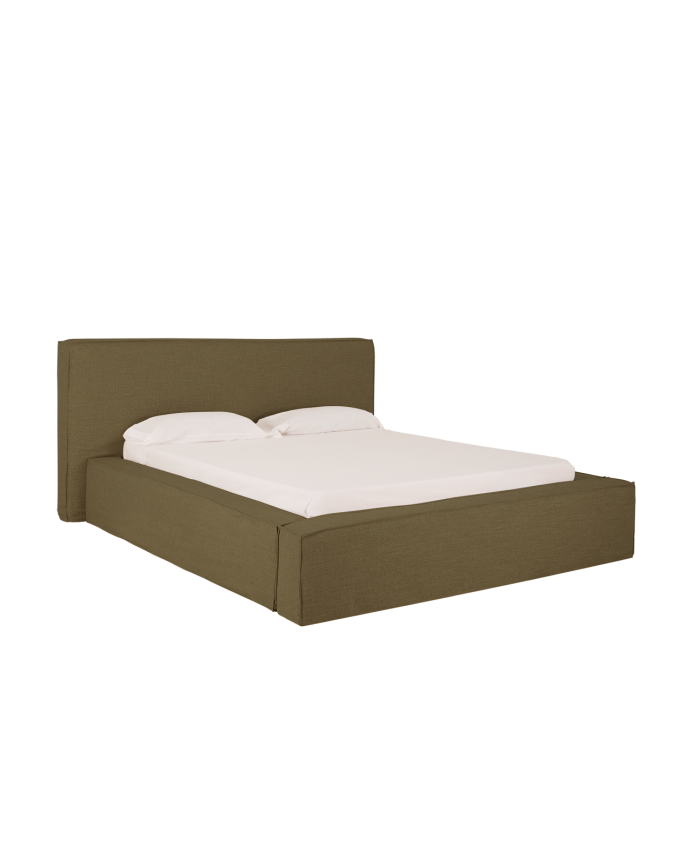 Cama desenfundable de lino verde para colchón de varias medidas