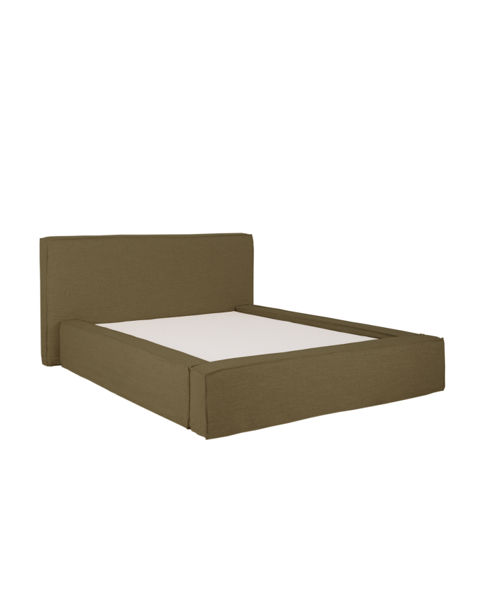 Cama desenfundable de lino verde para colchón de varias medidas