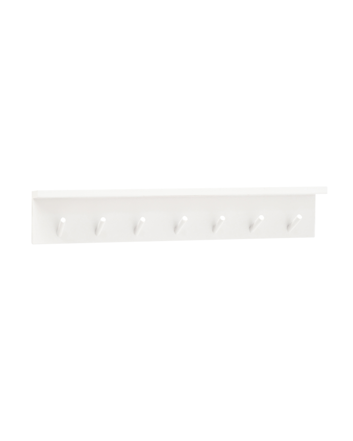 Colgador de pared de madera maciza en tono blanco de 61x10cm