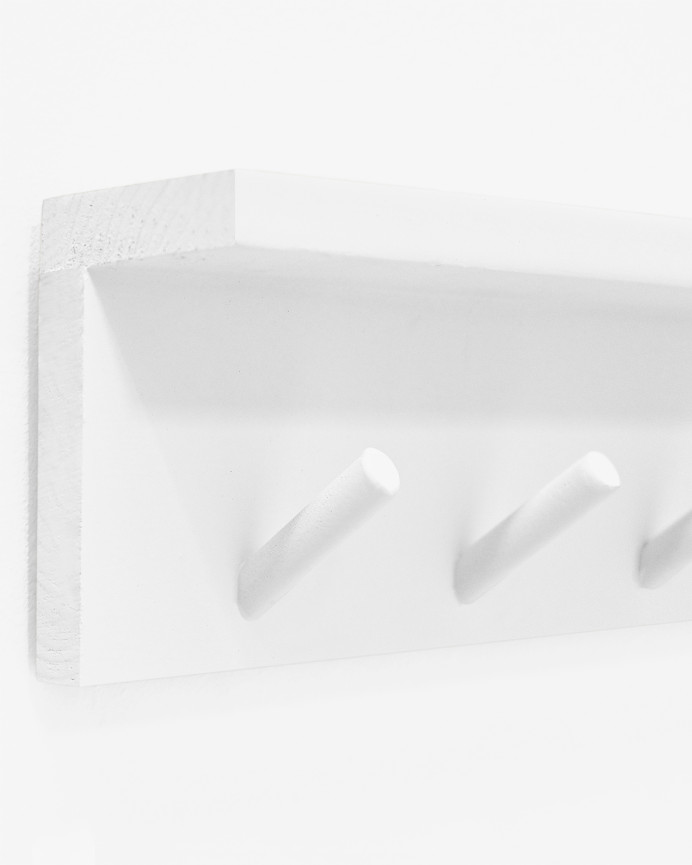 Colgador de pared de madera maciza en tono blanco de 61x10cm
