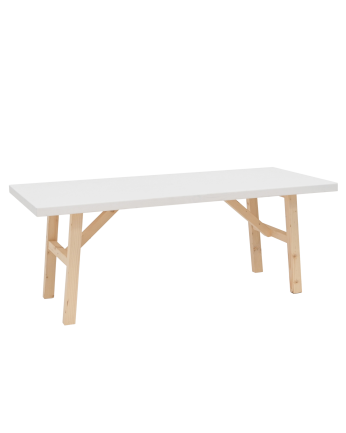 Mesa de centro de madera maciza acabado natural y blanco 