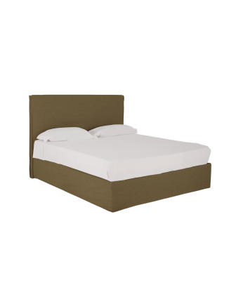 Cama con canapé desenfundable de lino verde para colchón de varias medidas
