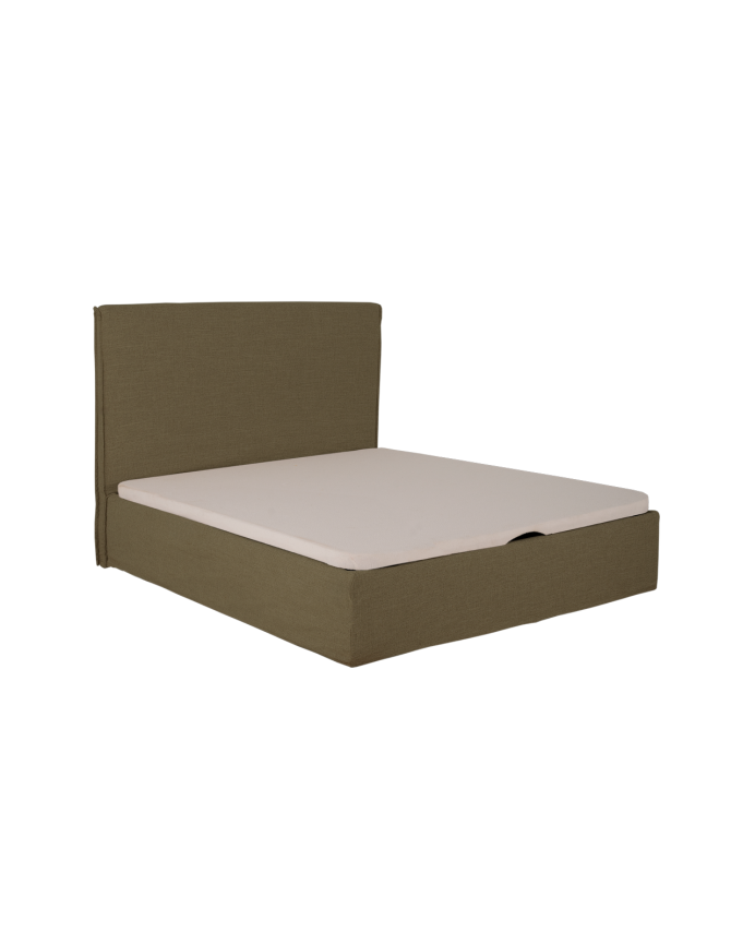 Cama con canapé desenfundable de lino verde para colchón de varias medidas