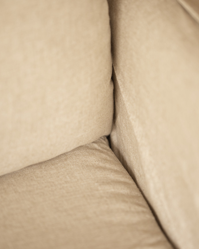 Sofá cama de algodón y lino desenfundable tono beige de 185x95cm