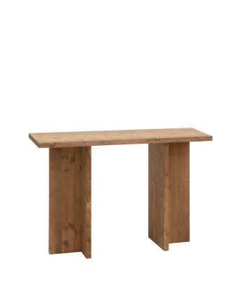 Consola de madera maciza en tono roble oscuro de 120x80cm