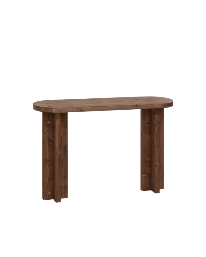Consola de madera maciza tono nogal de 120x80cm