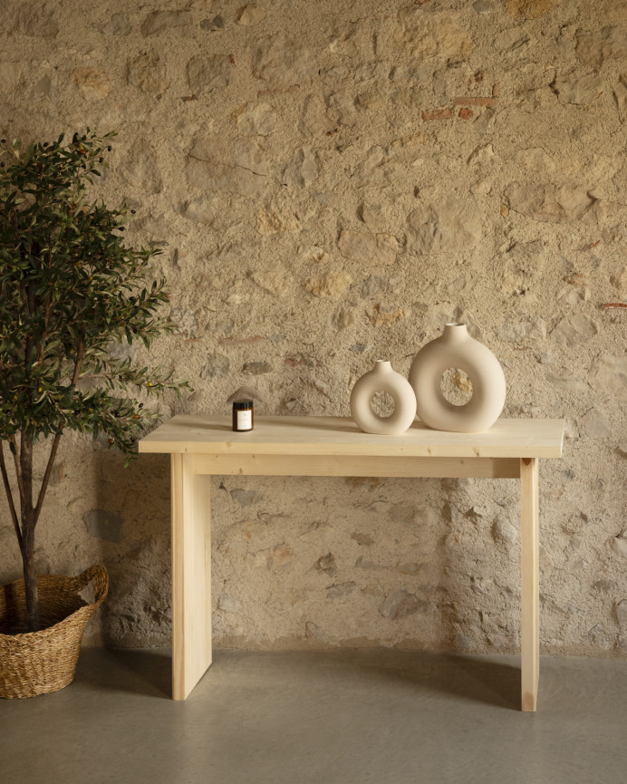 Consola de madera maciza en tono natural de 120x80cm