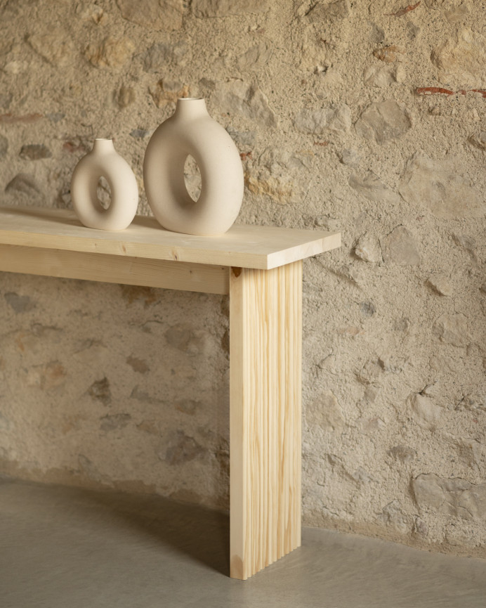 Consola de madera maciza en tono natural de 120x80cm