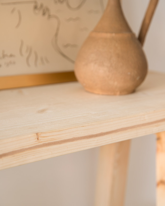 Consola de madera maciza en tono natural de 100x80cm