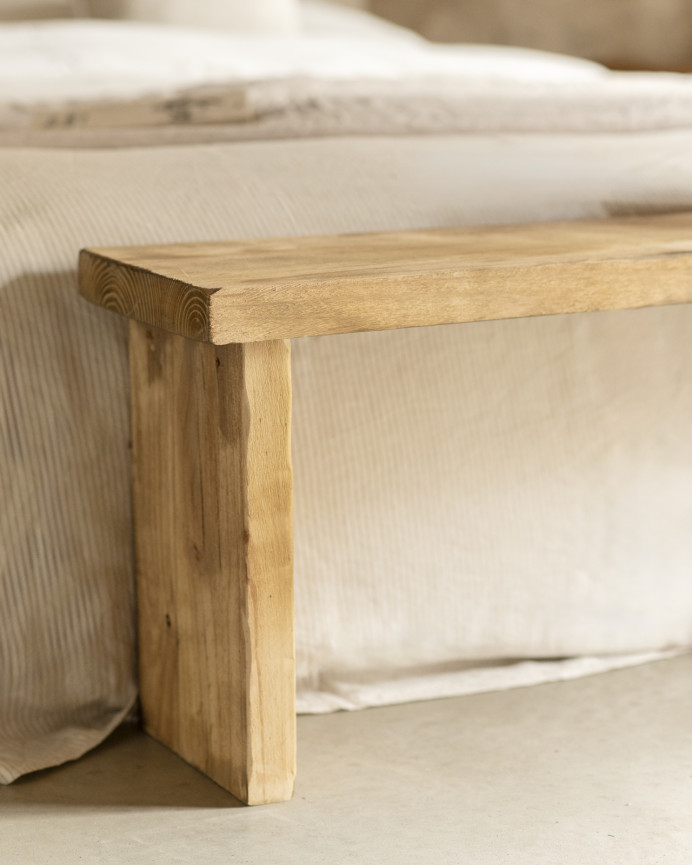 Banco rústico de madera maciza de 109x45cm