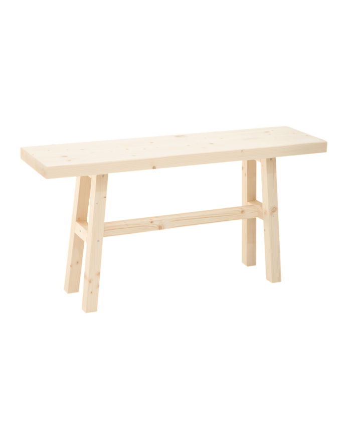 Banqueta de madera maciza en tono natural de 100x50cm