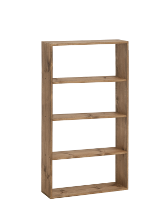 Estantería de madera maciza tono roble oscuro con 3 estantes