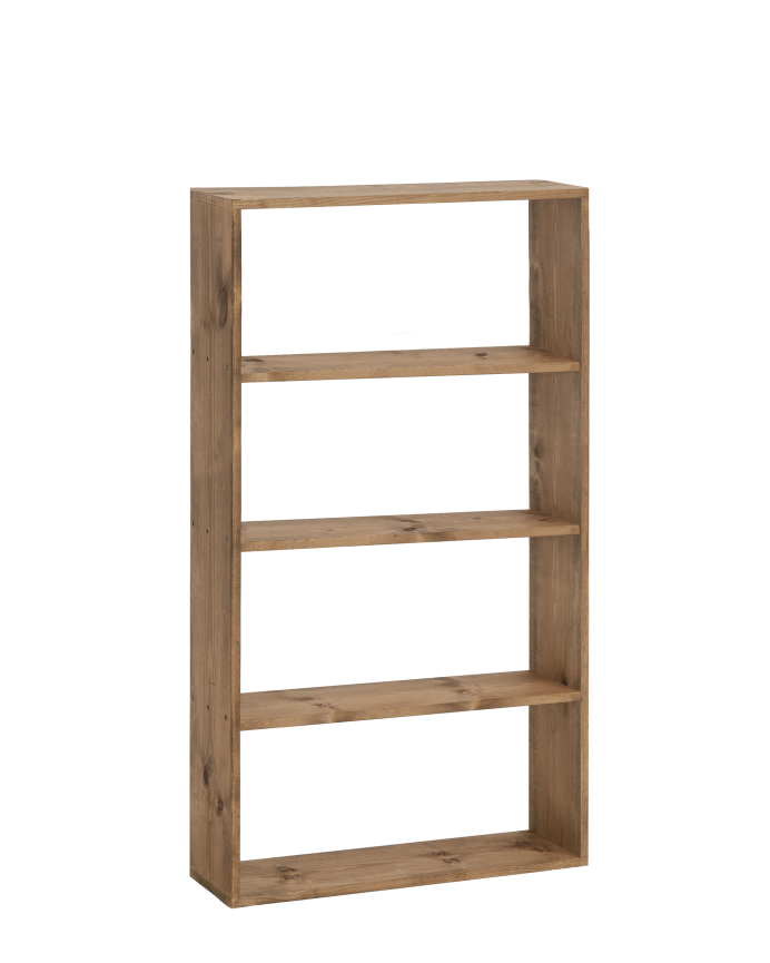 Estantería de madera maciza tono roble oscuro con 3 estantes