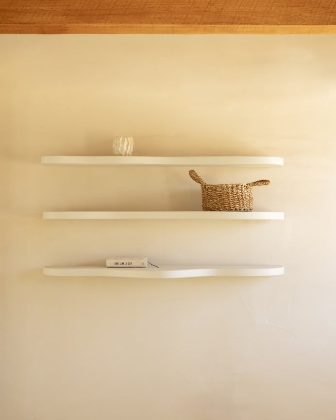 Pack 3 estanterías de microcemento en tono blanco roto de 100cm