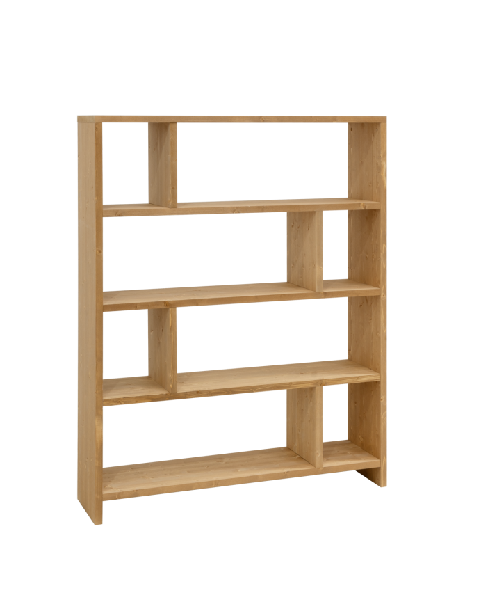 Estantería de madera maciza tono roble medio de 180x140cm