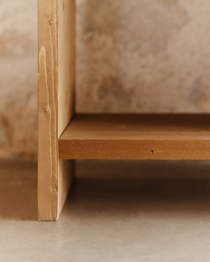 Estantería de madera maciza tono roble medio de 180x140cm