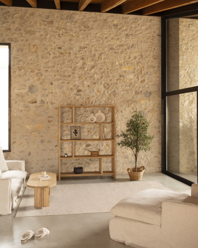 Estantería de madera maciza tono roble medio de 180x140cm