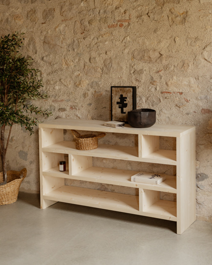Estantería de madera maciza tono natural de 80x140cm