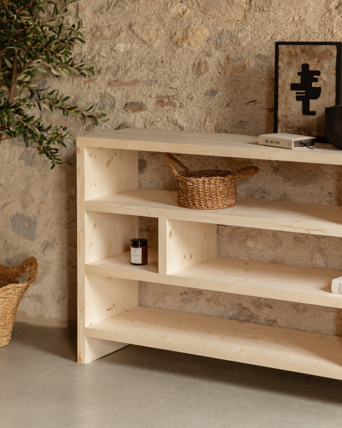 Estantería de madera maciza tono natural de 80x140cm