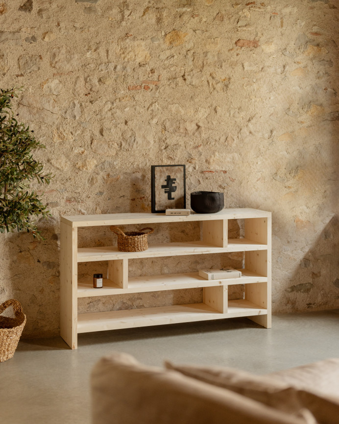 Estantería de madera maciza tono natural de 80x140cm