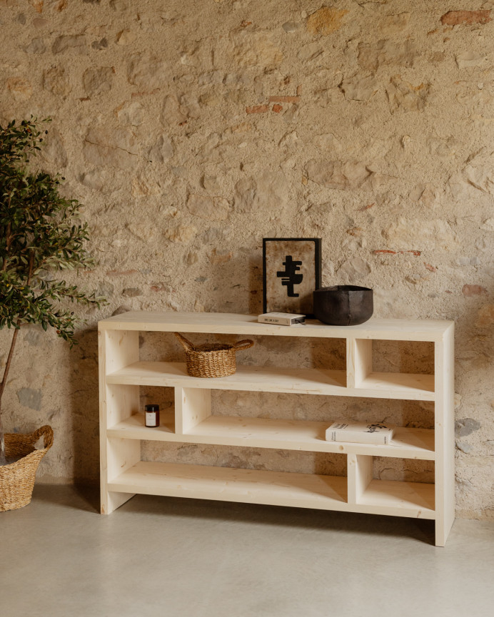 Estantería de madera maciza tono natural de 80x140cm