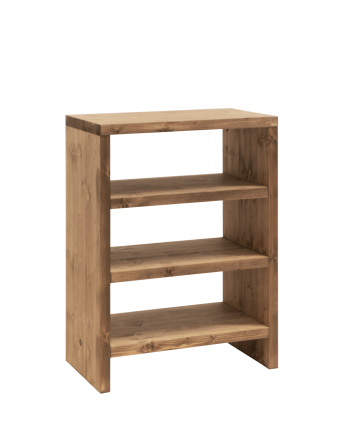 Estantería zapatero de madera maciza tono roble oscuro 80x60cm
