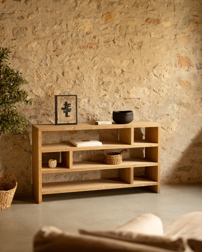 Estantería de madera maciza tono roble medio de 80x140cm