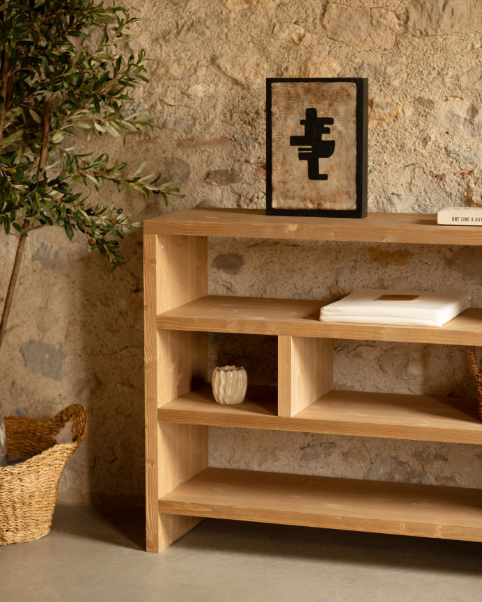 Estantería de madera maciza tono roble medio de 80x140cm