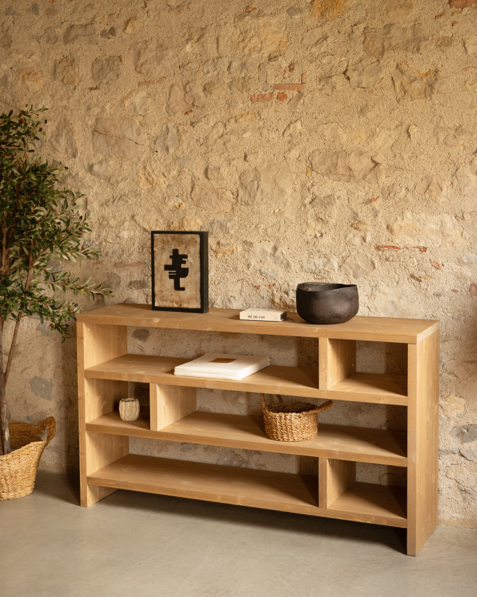 Estantería de madera maciza tono roble medio de 80x140cm